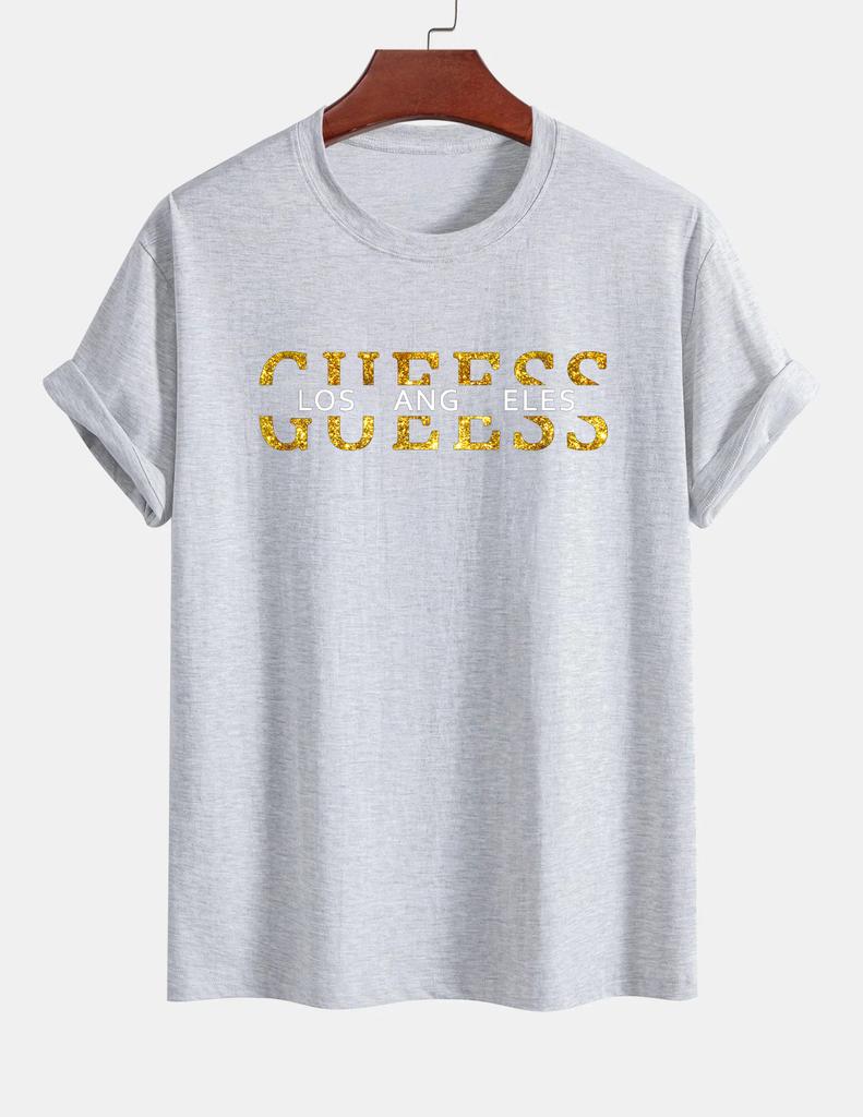 Women's T-shirt 100% Pure Cotton Summer Casual Loose Fashion GUESS Los Angeles Letter Printed Round Neck Short Sleeved T-shirt