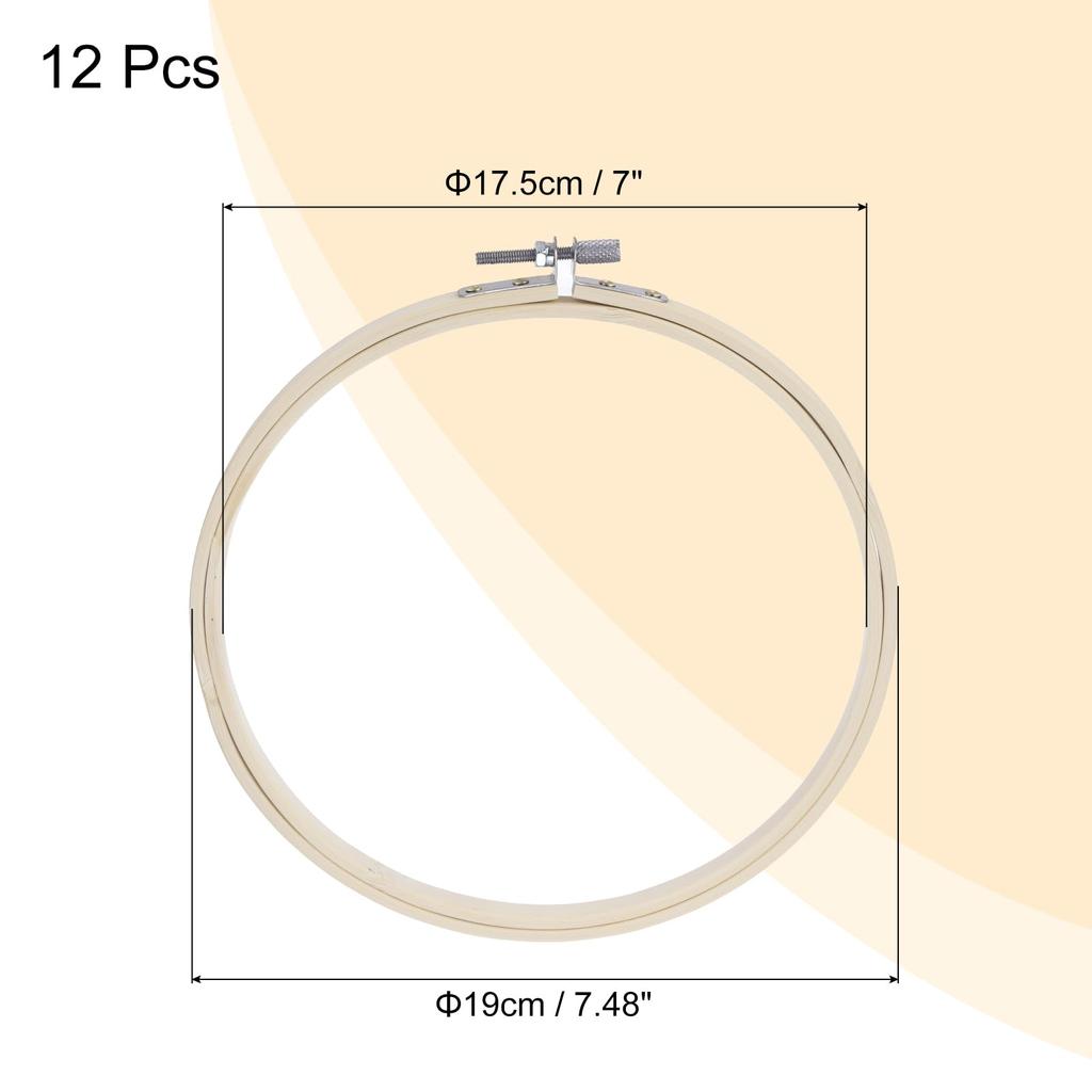 uxcell 12pcs 7" Embroidery Hoops, Adjustable Round Bamboo Circles, Cross Stitch Hoop Rings for Arts, Crafts, Sewing, and DIY Decoration