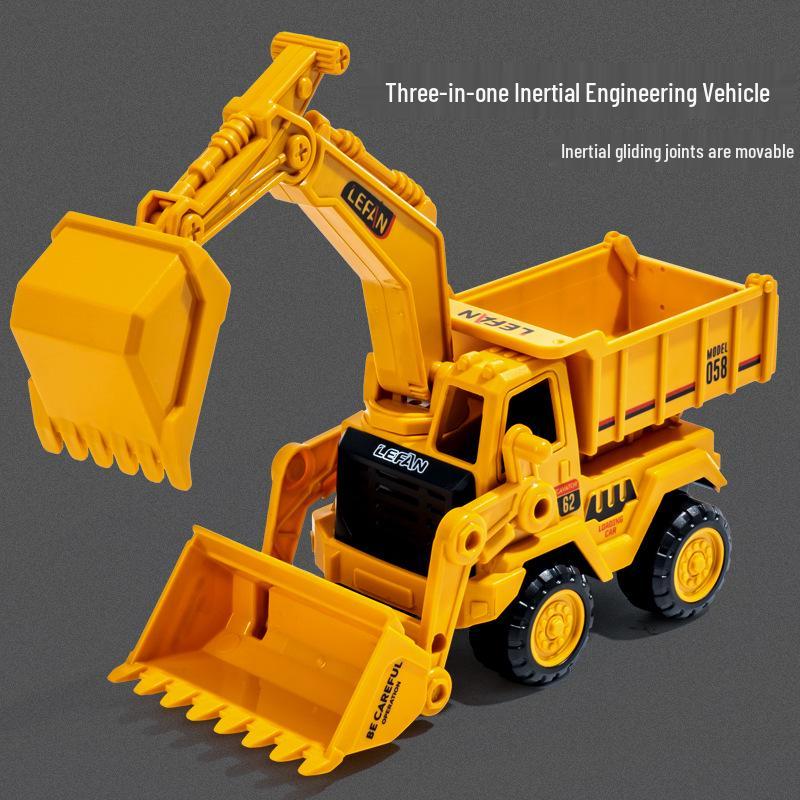 Multifunctional Children's Excavator 3-in-1: Bulldozer, Digger, and Dump Truck Toy for Boys
