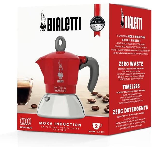 Кофеварка Bialetti Moka 2 чашки красный (0006942)