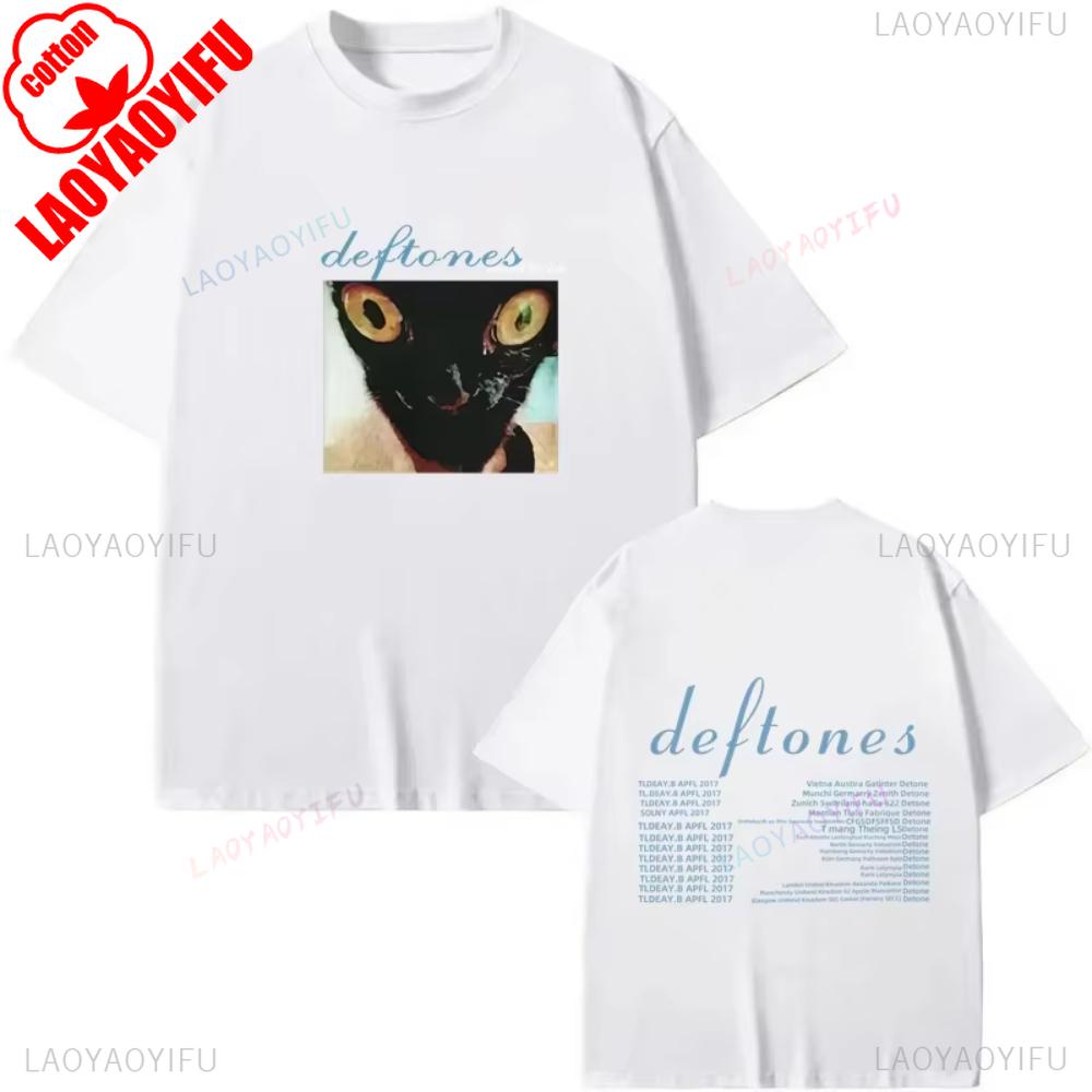 Deftones Adrenaline Album Vintage Cat Graphic Unisex Tshirt Oversized Streetwear Rock Band Apparel