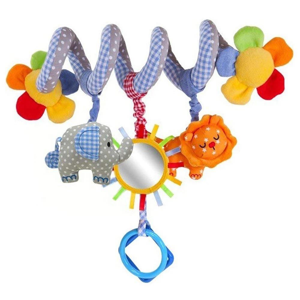 Newborns Spiral Hanging Activity Stroller Toy Baby Carseat Toy Black & White Lion Koala Rattle for Crib Mobile Sensory Toy Gift