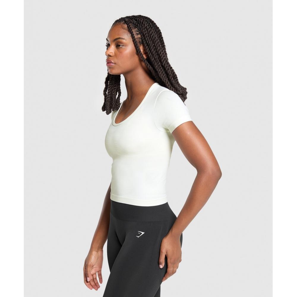 Gymshark Everyday Seamless Tight Fit Crew Neck Tee Soft White B3b1o Wcmy