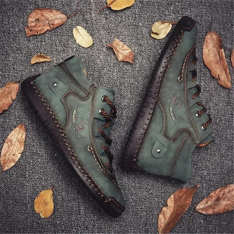 Fashion Men's Comfy Ankle Casual Shoes Men's Comfortable Leather Casual Shoes For All Seasons with Breathable Design For Male Shoes