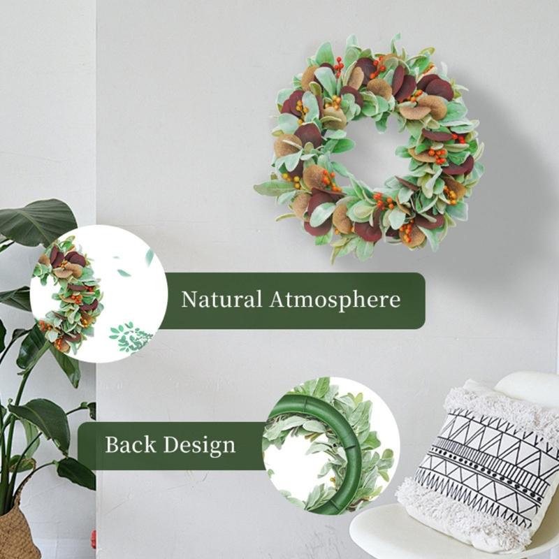 Autumn Wreath Realistic Berries Wreath Fall Decoration For Door Mantels Wall Halloween Thanksgiving Party Centerpieces