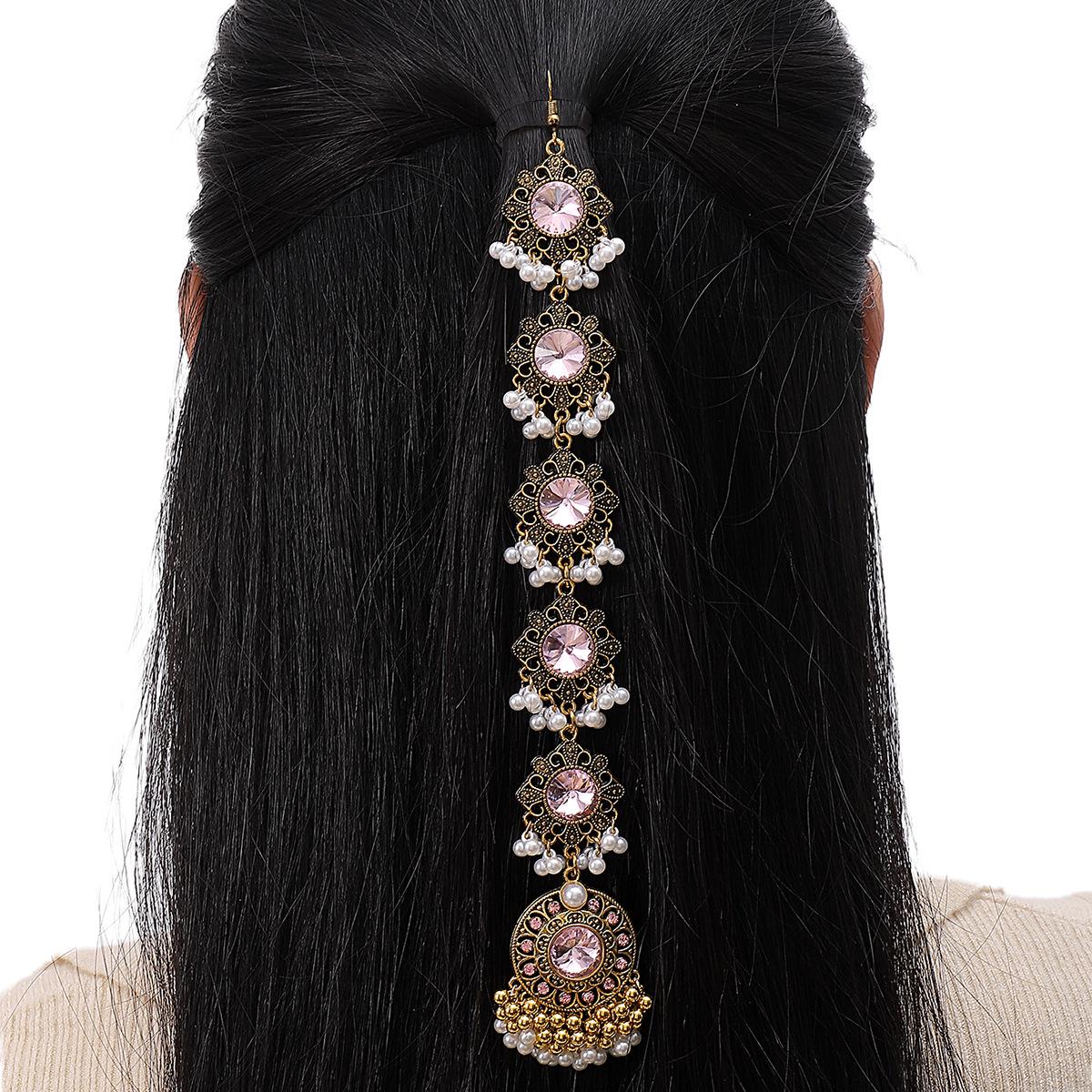 

Middle East Bohemian Fashion Tassel Retro Gemstone Head Chain рожевий