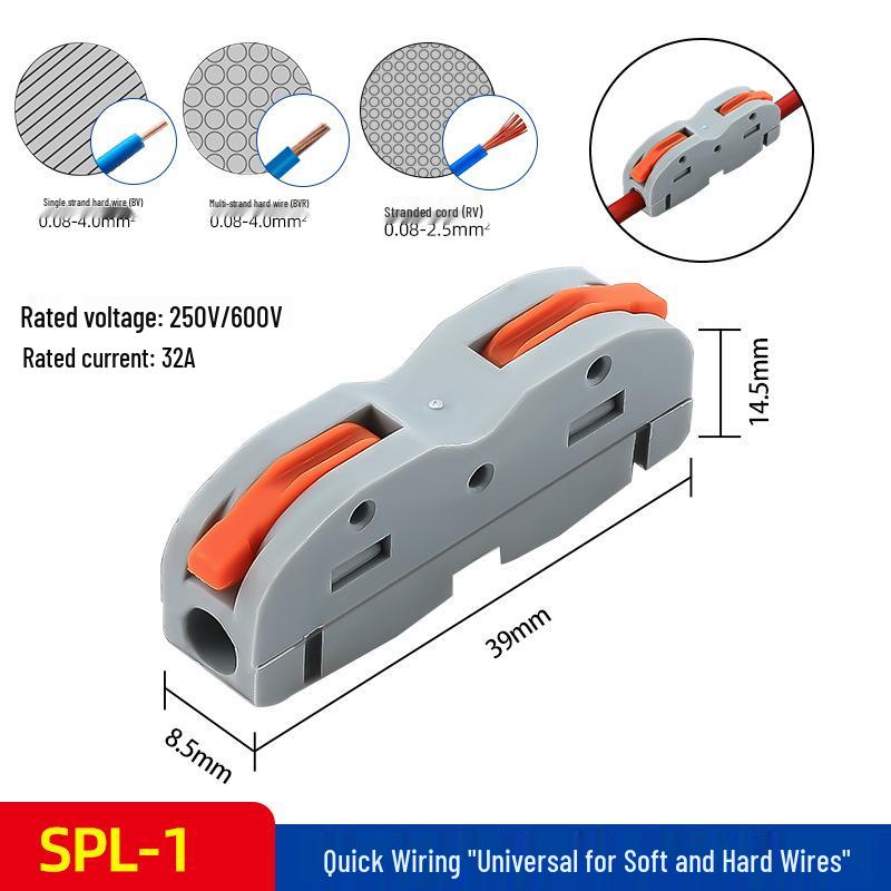 Quick Connector SPL-42/62, 2 In 2 Out Wire Terminal for Downlight and Household Solid