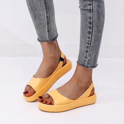 2024 Summer New European Women's Shoes Beach Sandals Platform Fish Mouth Flat Sandals Female 2024 Slides Thick Sole Large Size 43