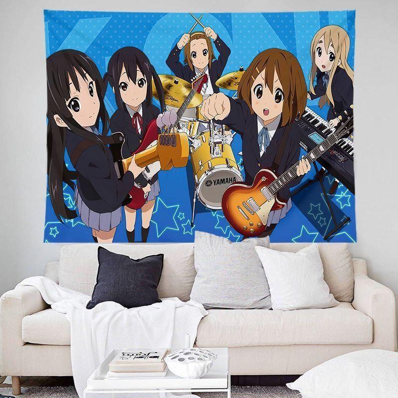 Cute Anime Maid Girls Tapestry Wall Hanging Kawaii Japanese Pink Illustration Fun Aesthetic Wall Art Bedroom Dorm Decor