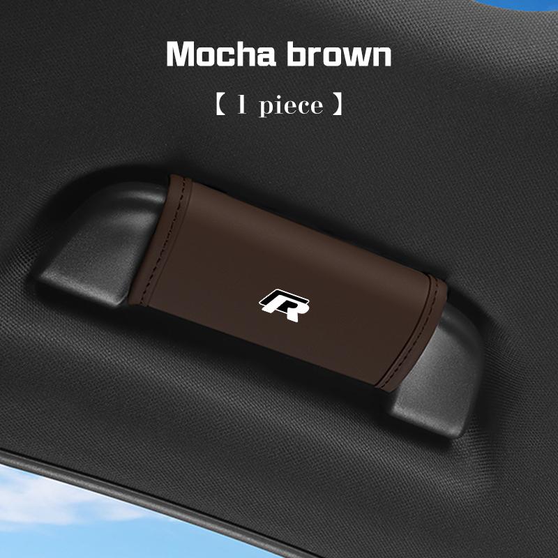 For VW R Leather Car Roof Handle Protective Cover Pull Gloves Accessories Arteon CC Passat Polo Golf Magotan Jetta T-Roc Taigo Zj3