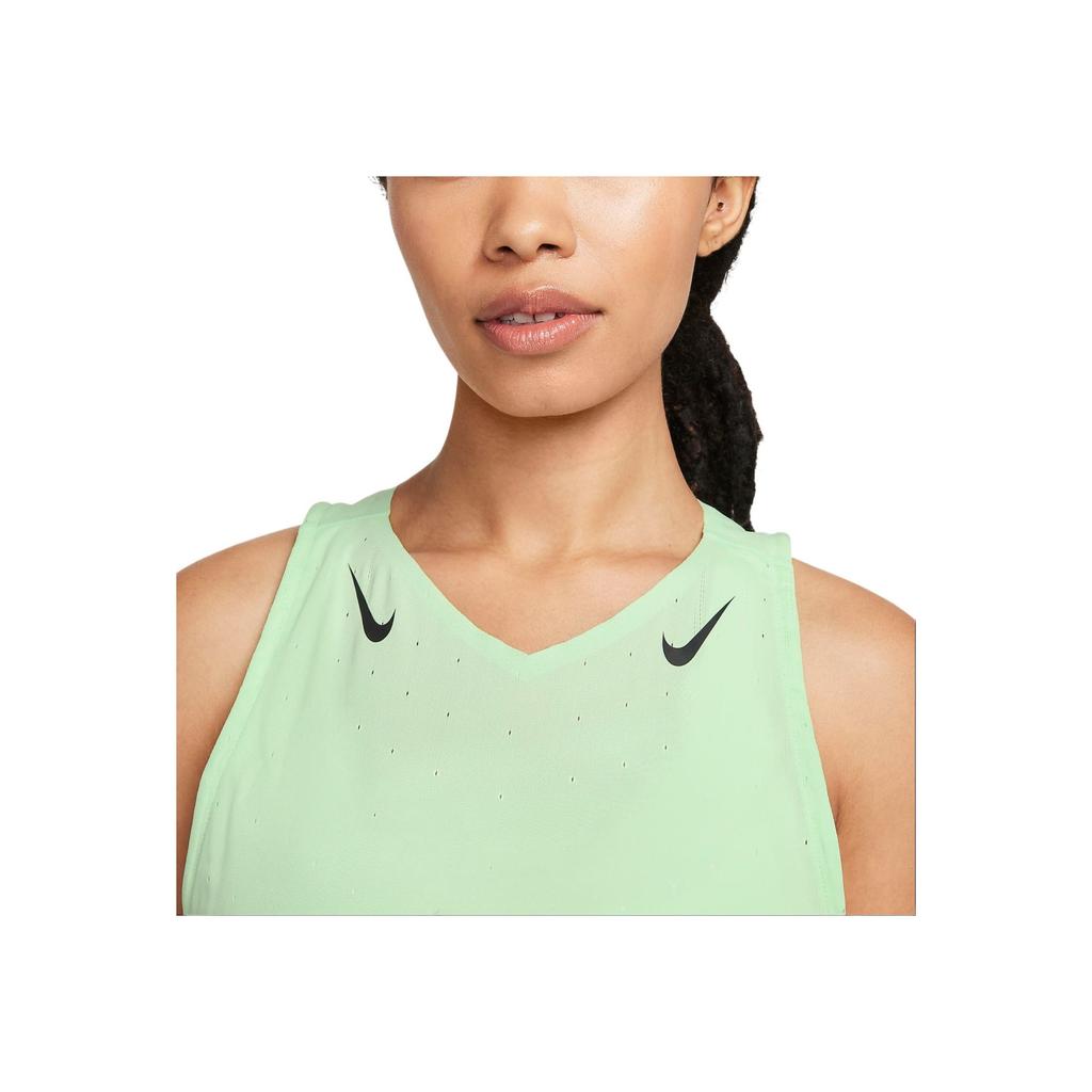 Nike Aeroswift Solid Logo Round Neck Running Vest Women tops Steam-Green FN2504-376