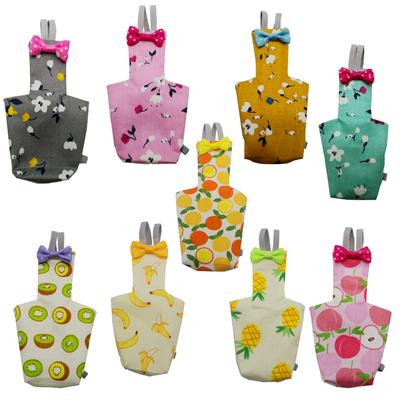 Papageien-Windel mit Fliege, niedlich, bunt, Obst, Blumen, Nymphensittiche, Tauben, klein, mittelgroß, groß, Haustier, Vögel, Fluganzug, Kleidung, waschbar