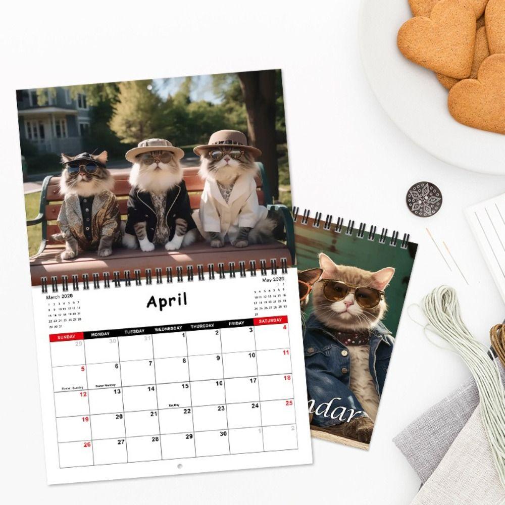 Hanging Loop Cat Calendar Durable Construction Monthly Planner Kitten Wall Calendar  Office Decor