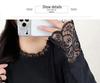 Plus Size Lace Base Layer Mid-Length Shirt for Women - Slimming & Loose Fit