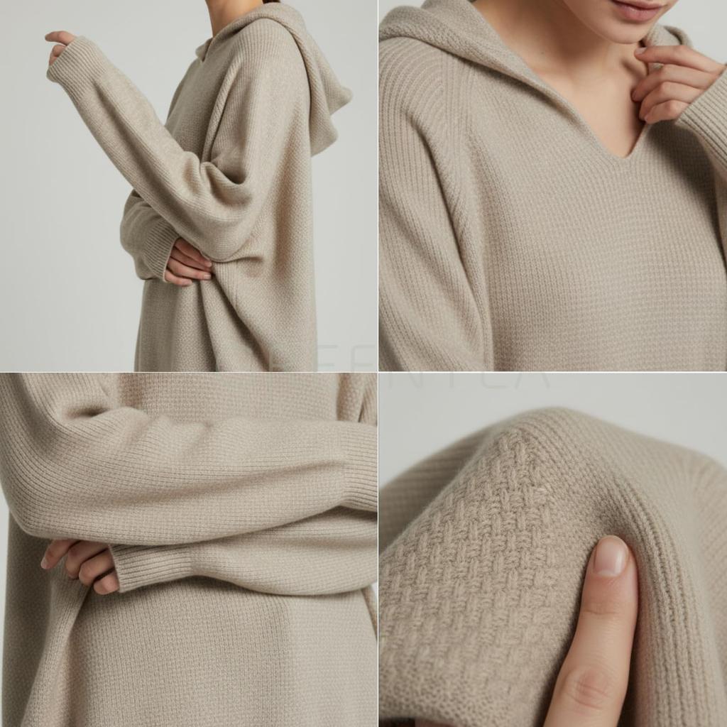 Green Tea Hooded Knit Solid One Size Fits Brown Women's Sweater, Winter, Color, Simple, Most,