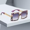 New In Fashionable Sunglasses For Women Square Frame Gradient Glasses With Metal Chain Decoration For Trendy Items