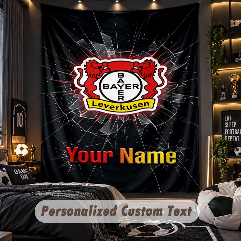 TapestryBayer Leverkusen Football Custom Name Text Personalized Wall Hanging Tapestry Home Wall Decor