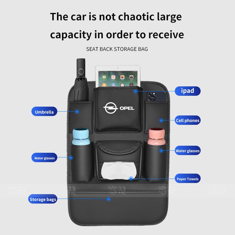Car Seat Organizer Seat Back Storage Bag Pad For Opel OPCline ASTRA CORSA INSIGNIA MOKKA VECTRA ZAFIRA GTC Tigra Accessories