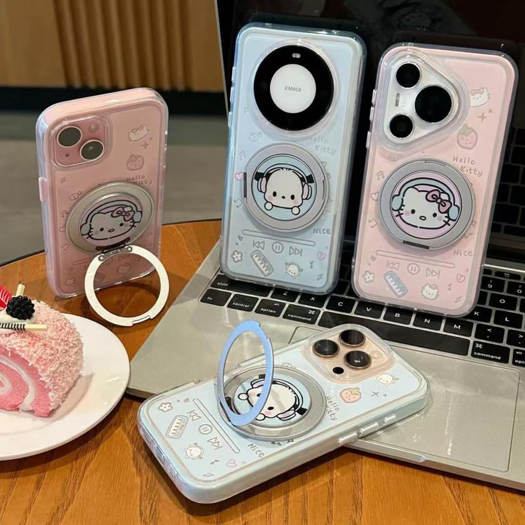 Music Earphones Katie Applies To Apple Promax Mobile Phone Case Rotating Magnetic Suction Bracket Huawei Pura Xiaomi