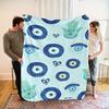 Cozy Blue Circular Pattern Fleece Blanket - Soft Breathable Polyester, High-Definition Digital Print, All-Season Machine