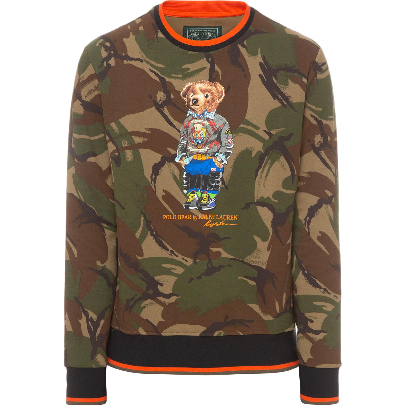 

Polo Ralph Lauren Bear Print Camouflage Pullover Crewneck Long Sleeve Sweatshirt Men sweatshirt 710766090-001 S