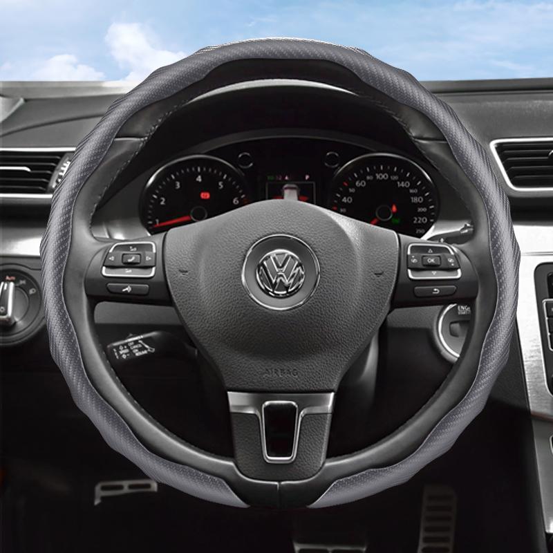 Suitable for Volkswagen Carbon Fiber Texture Steering Wheel Cover Snap-On Wave-Shaped Protective Shell Golf Passat Polo Jetta Tiguan T-Roc Atlas