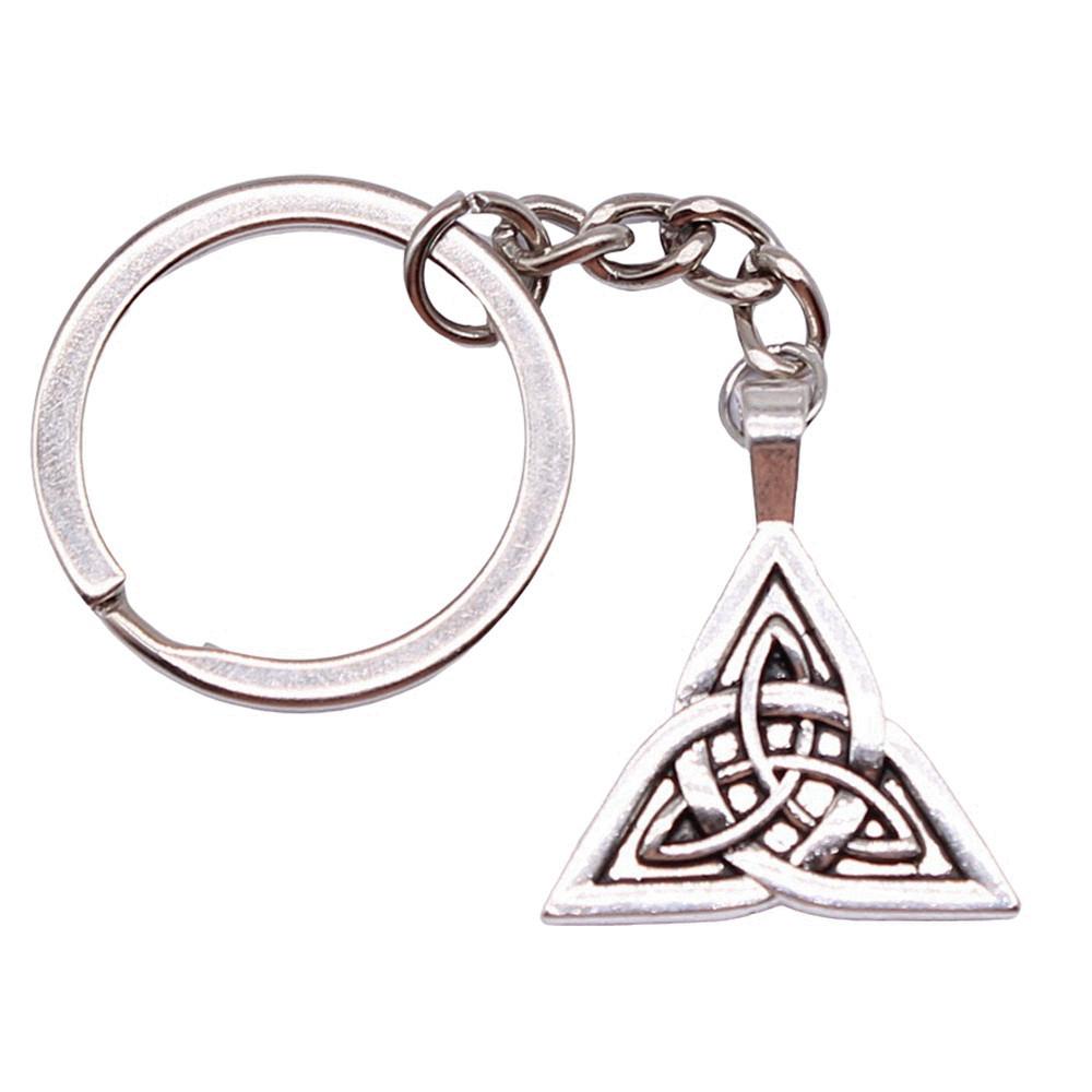 Celtic Knot Charm Hexagram Keychain Irish Amulet Key Ring 28mm Ring