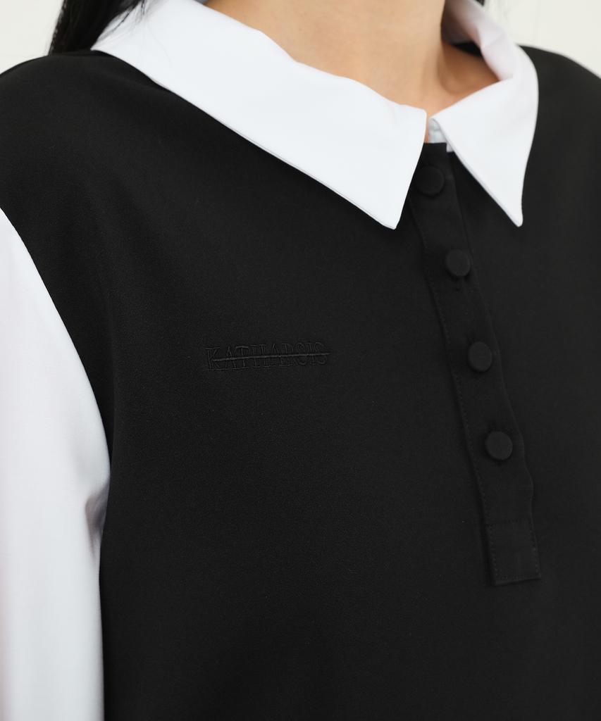 Catharsis Contrast Corset Collar Dress Black One Size