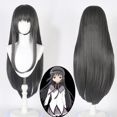 Anime Homura Akemi Wig for Cosplay Costume Wig Halloween Synthetic Long Dark Grey Straight Wigs Hair Anime Party Wigs