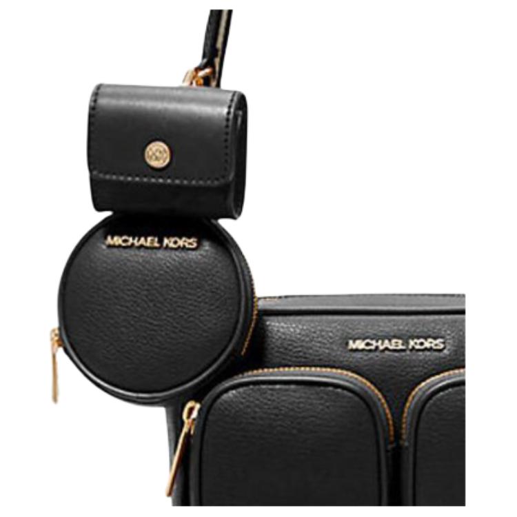 Michael Kors Mk Jet Set Gold Hardware Zipper Closure Leather Crossbody Shoulder Bag Women bags Black 35S2GTTC6L-BLACK