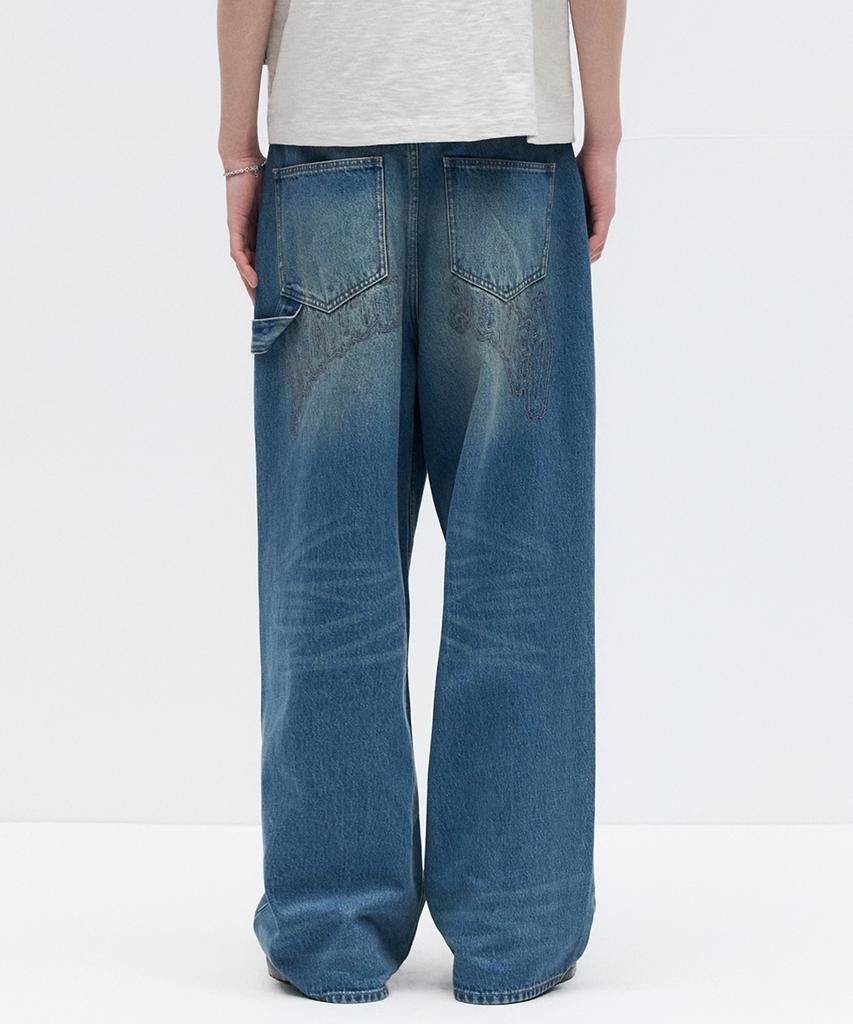 MAISON MINED Back-Point Denim Pants Mid Blue