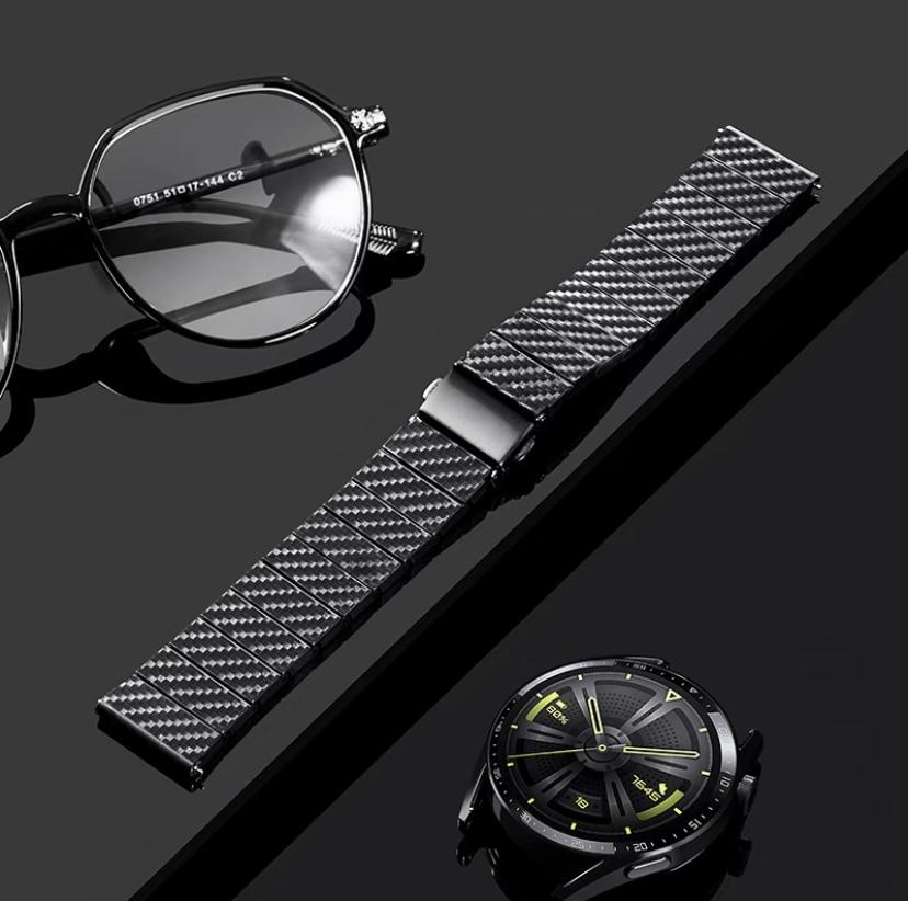 

22 мм 20 мм Металевий ремінець для Samsung Galaxy Watch 3 Huawei GT2 Amazfit GTR Браслет з нержавіючої сталі Ремінець на зап ястя для 20 мм Samsung Watch 4 Ремінець на зап ястя 22mm - Carbon Fiber чорний