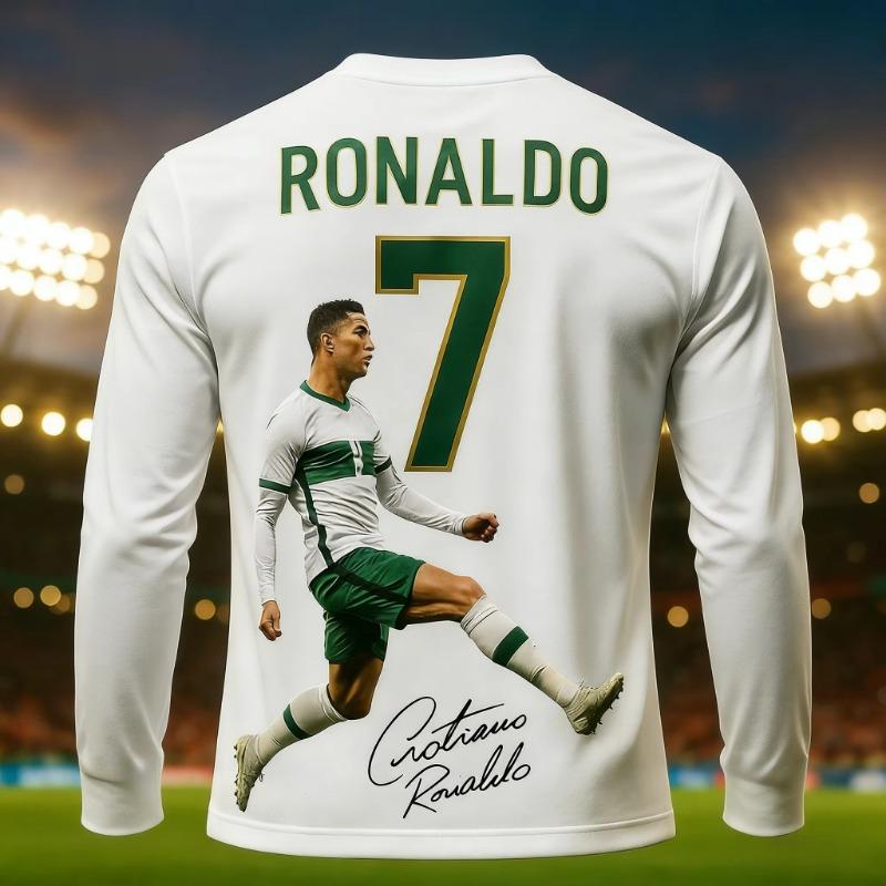 2026 Vendita Calda Cristiano Ronaldo Moda Calcio Superstar Stampa Modello Uomo Tifoso Commemorativo Maglia Sportiva Quotidiana Top Bambini