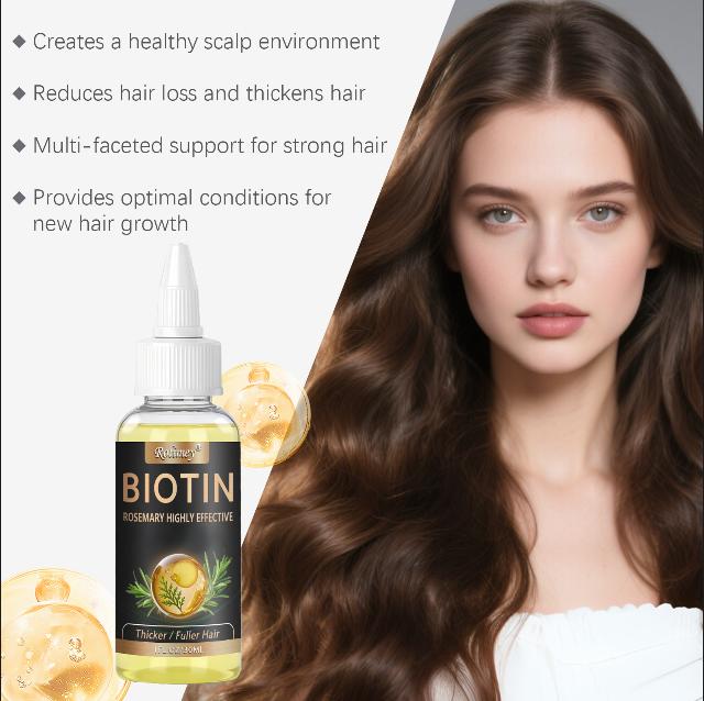 Hoegoa Biotin Hair Care Essence Gently Nourishes the Scalp, Daily Massage Care, Softens Dry Hair, Long-lasting and Smooth 50ml