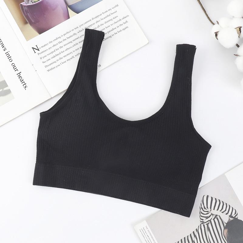 Soutien-gorge de sport bandeau sans couture côtelé à larges bretelles