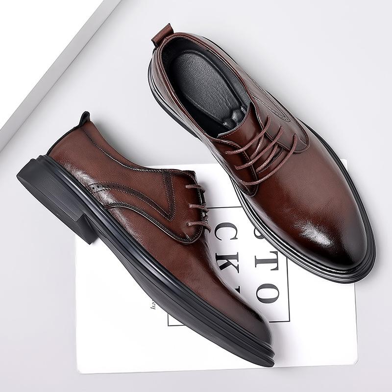 Men's new business dress leather casual spring and autumn breathable men's British groom wedding shoes