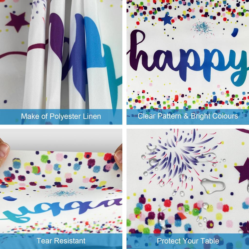 Happy Birthday Table Runners,Colorful Dot Birthday Table Runner Birthday Table Linens for Dining Birthday Party Table Decor