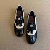 Fashion Summer 2025 New British Style Tassel Block Carved Floral Flat Bottom Loafers Women's Versatile Color Matched Leather Shoes