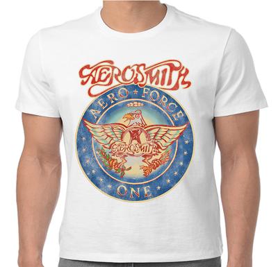 Maglietta Ufficiale Aerosmith Aero Force One Merch Band Rock Classico Bianco Nuova