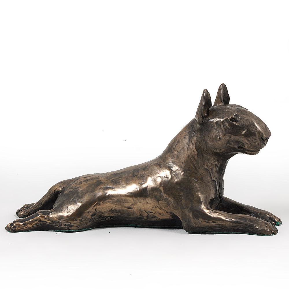 Bull Terrier, Bully IV - Dog Figurine, Statue On White Marble, Trophy for Art-Dog Dog Show Exhibition