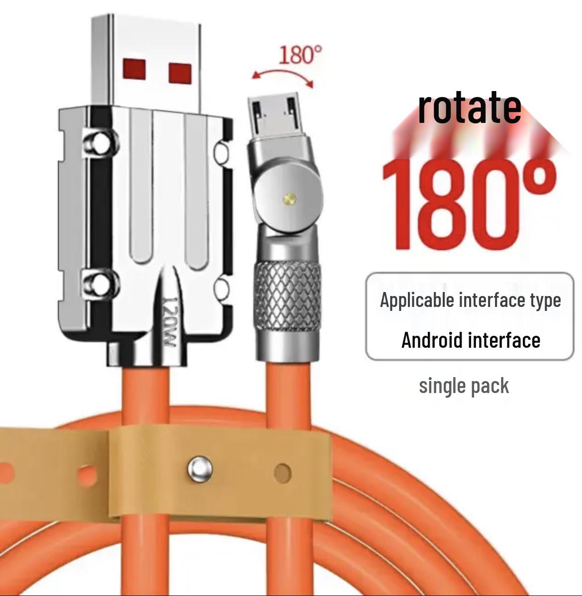 

Elbow 180° Rotating Mobile Data Cable for Huawei/Apple/Android - 6A Fast Charging 180° Rotating Android