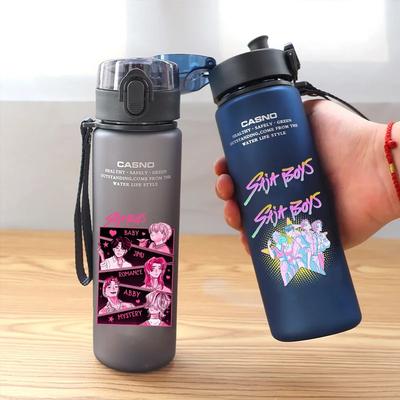 560ML KPOP Geradliniger Trinkwasserbecher Blau Schwarz Rot Grün Peripherie Flasche Heißes Geschenk