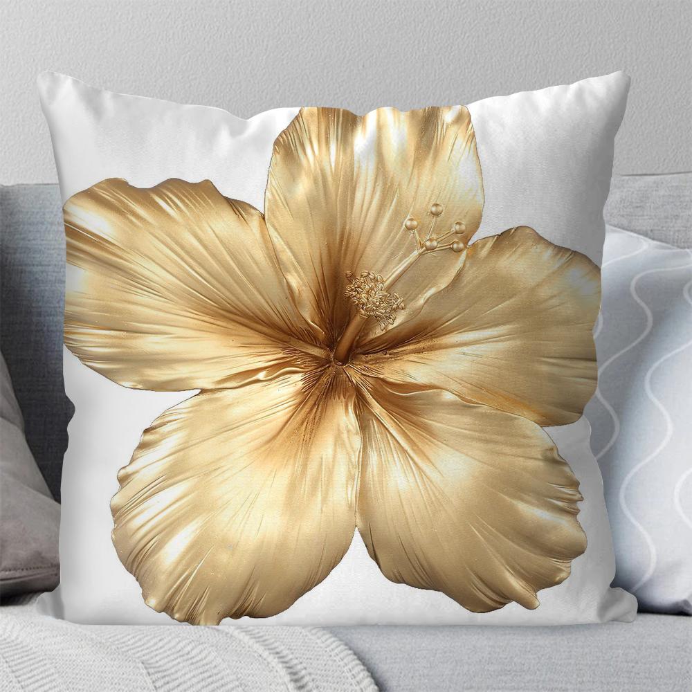 1 Stück Goldblatt Ginkgoblätter Kissenbezug Quadratisches Kissen Schlafzimmer Sofa Freizeit Komfortkissen Auto Wohnzimmer Heimdekoration 40X40