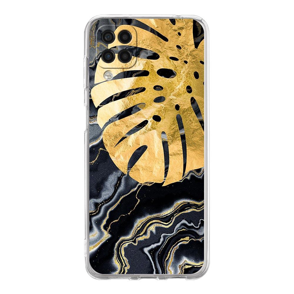 Black Gold marble tropic Phone Case For Samsung Galaxy A51 A71 A21S A12 A11 A31 A41 A03S A13 A33 A73 A53 A52 A32 5G A23 Cover