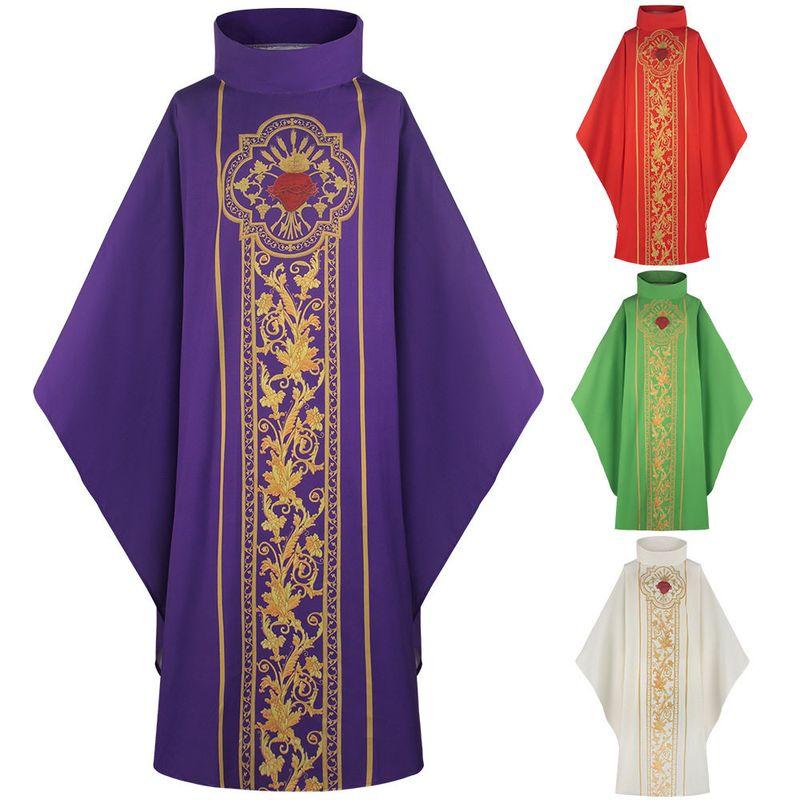 Praying Monk Cosplay Costume Halloween Priest Religious Fashion Printed Robe Cosplay Role-Playing Outfit