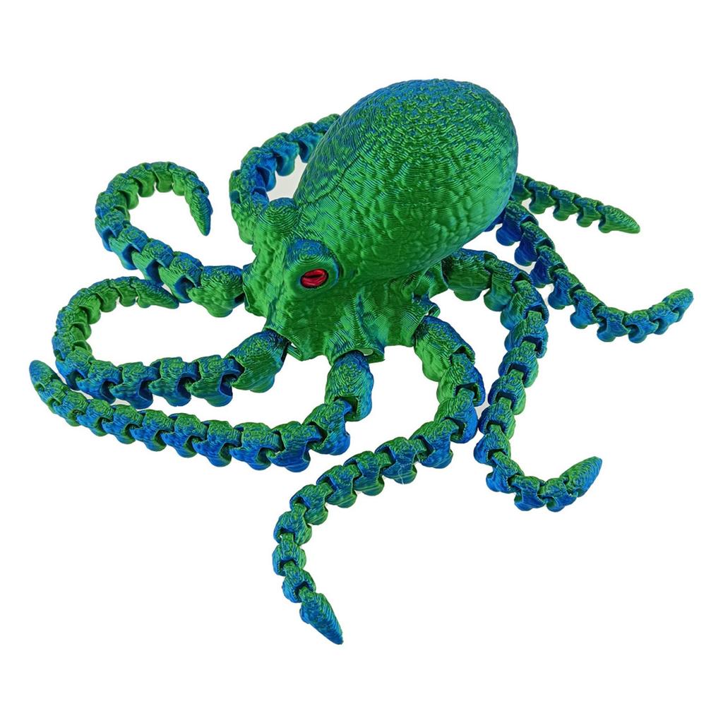 3D Printed Kraken Toy Multi-color Sample With Simulated Eyes, Movable Joints, Gradient Luminous