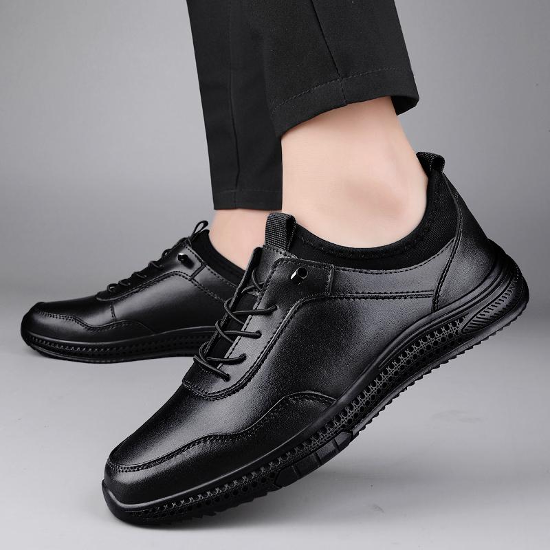 Fashion Man Breathable Dress Business Shoes New Genuine Leather Men's Walking Shoes Office Sneakers Outdoor Comfy Business Dress Shoes