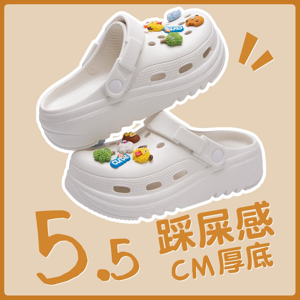 Lochschuhe Sommer Damen Cartoon Niedlich Plateau Outdoor Strand Rutschfest Taschenkopf Strand Kühle Slipper