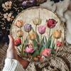 Vintage Tulip Floral Metal Tin Sign 8x8 Inch Rustic Wall Art Home Decor Handmade Painting