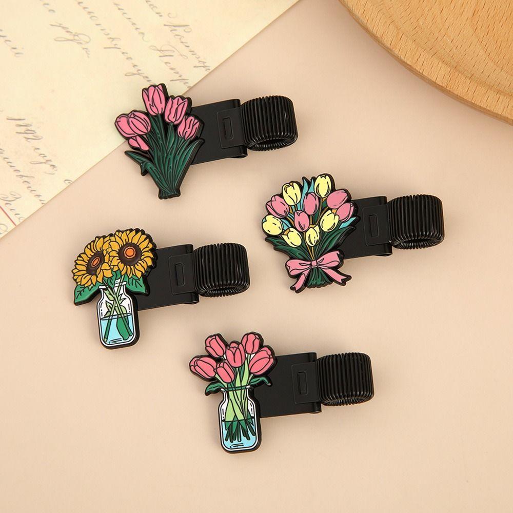 Spring Metal Clip Flower Bookmark Elegant Hand Account Stationery Clip New Metal Pen Clip  Notebook
